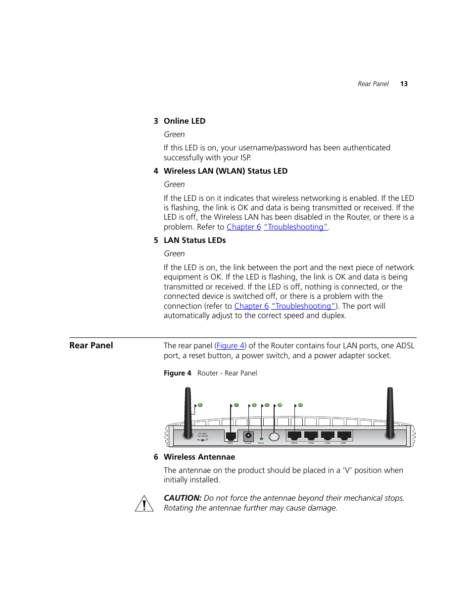 Rear panel | 3Com WL-542 User Manual | Page 15 / 124