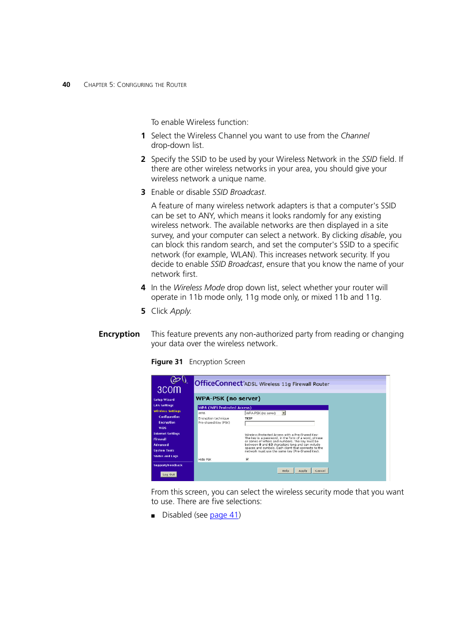Encryption | 3Com WL-542 User Manual | Page 42 / 124