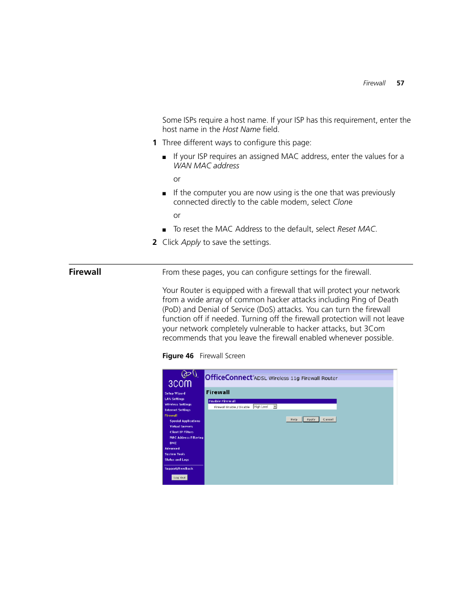 Firewall | 3Com WL-542 User Manual | Page 59 / 124