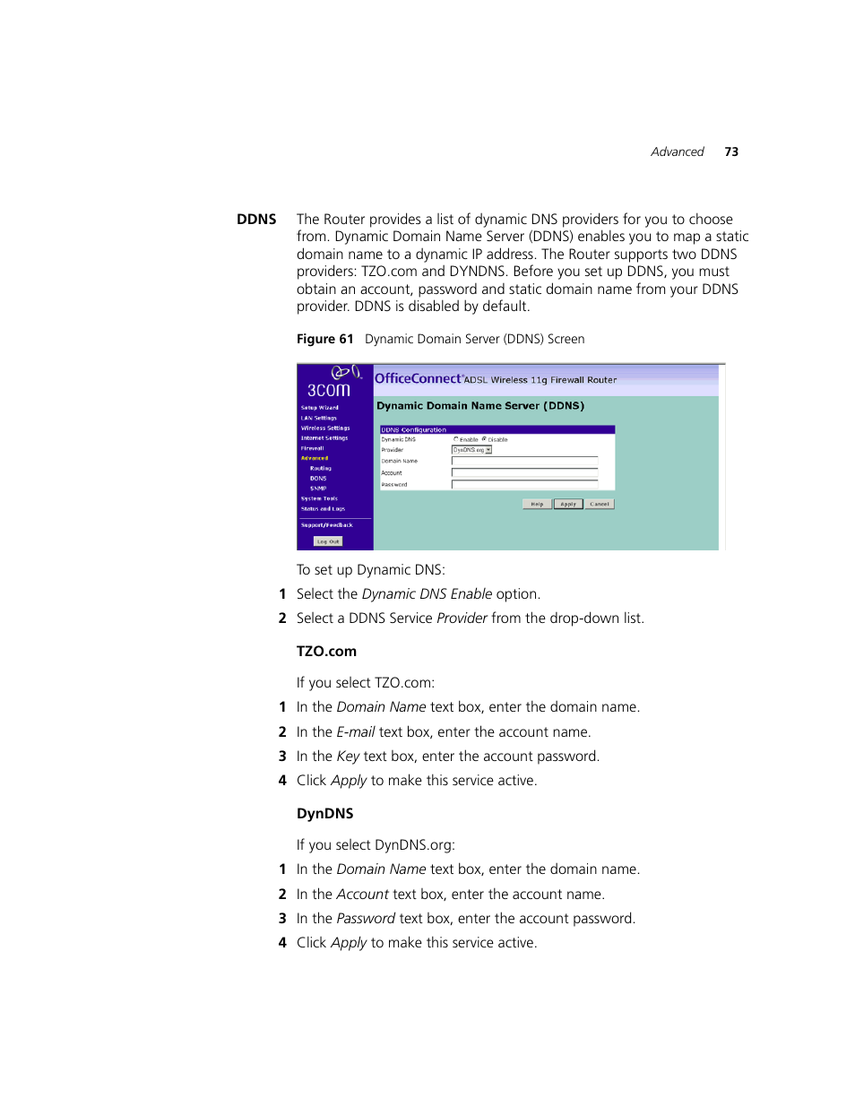Ddns | 3Com WL-542 User Manual | Page 75 / 124