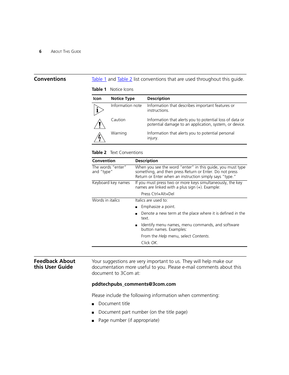 Conventions, Feedback about this user guide | 3Com WL-542 User Manual | Page 8 / 124