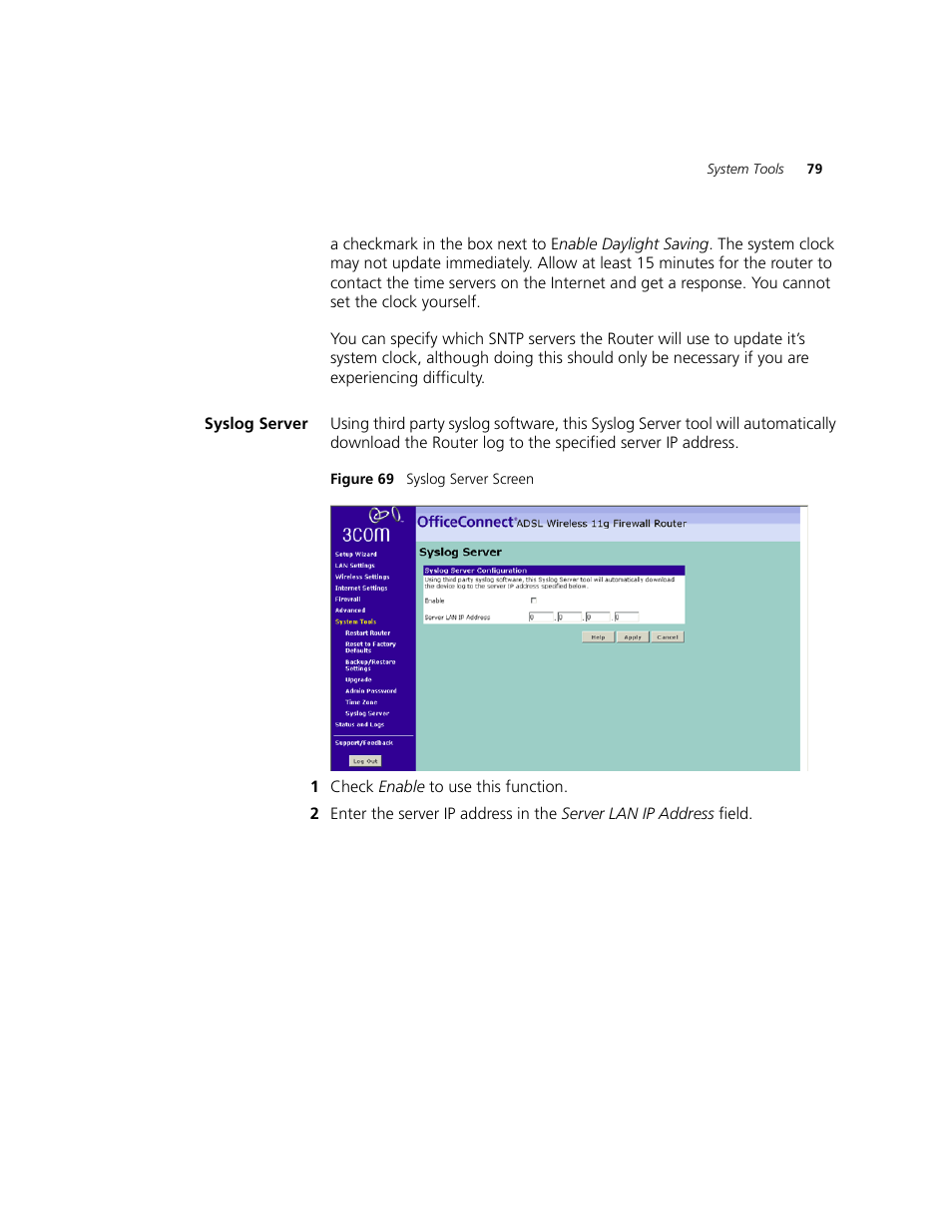 Syslog server | 3Com WL-542 User Manual | Page 81 / 124