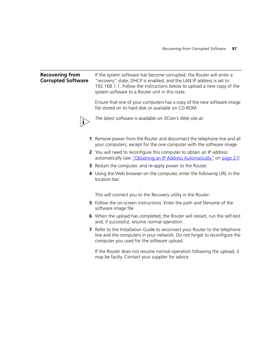 Recovering from corrupted software | 3Com WL-542 User Manual | Page 89 / 124