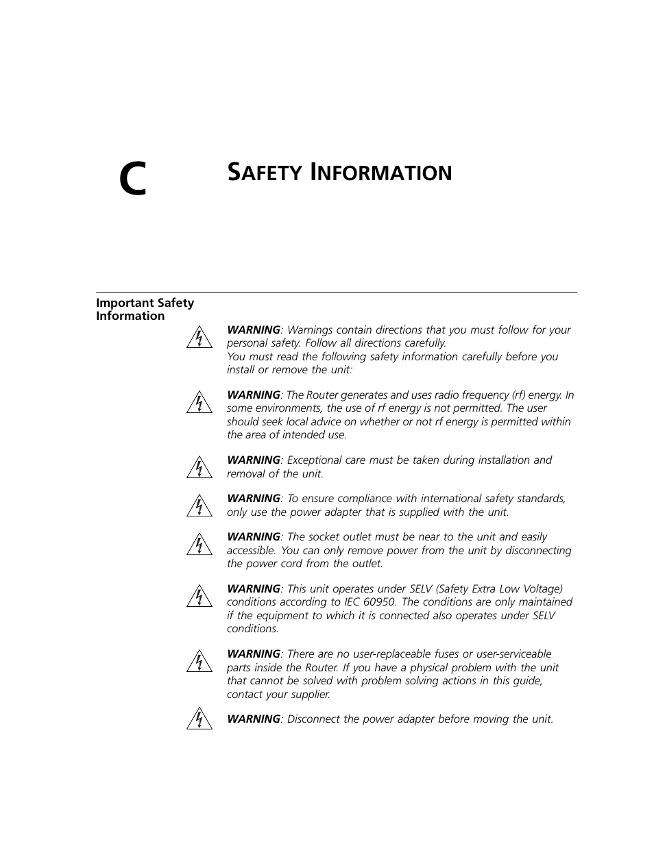 Safety information, Afety, Nformation | Ad the, Appendix c | 3Com WL-542 User Manual | Page 99 / 124