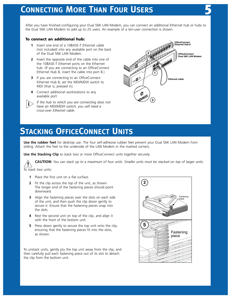 Tacking, Ffice, Onnect | Nits, Onnecting, Sers | 3Com 3C888 User Manual | Page 5 / 6