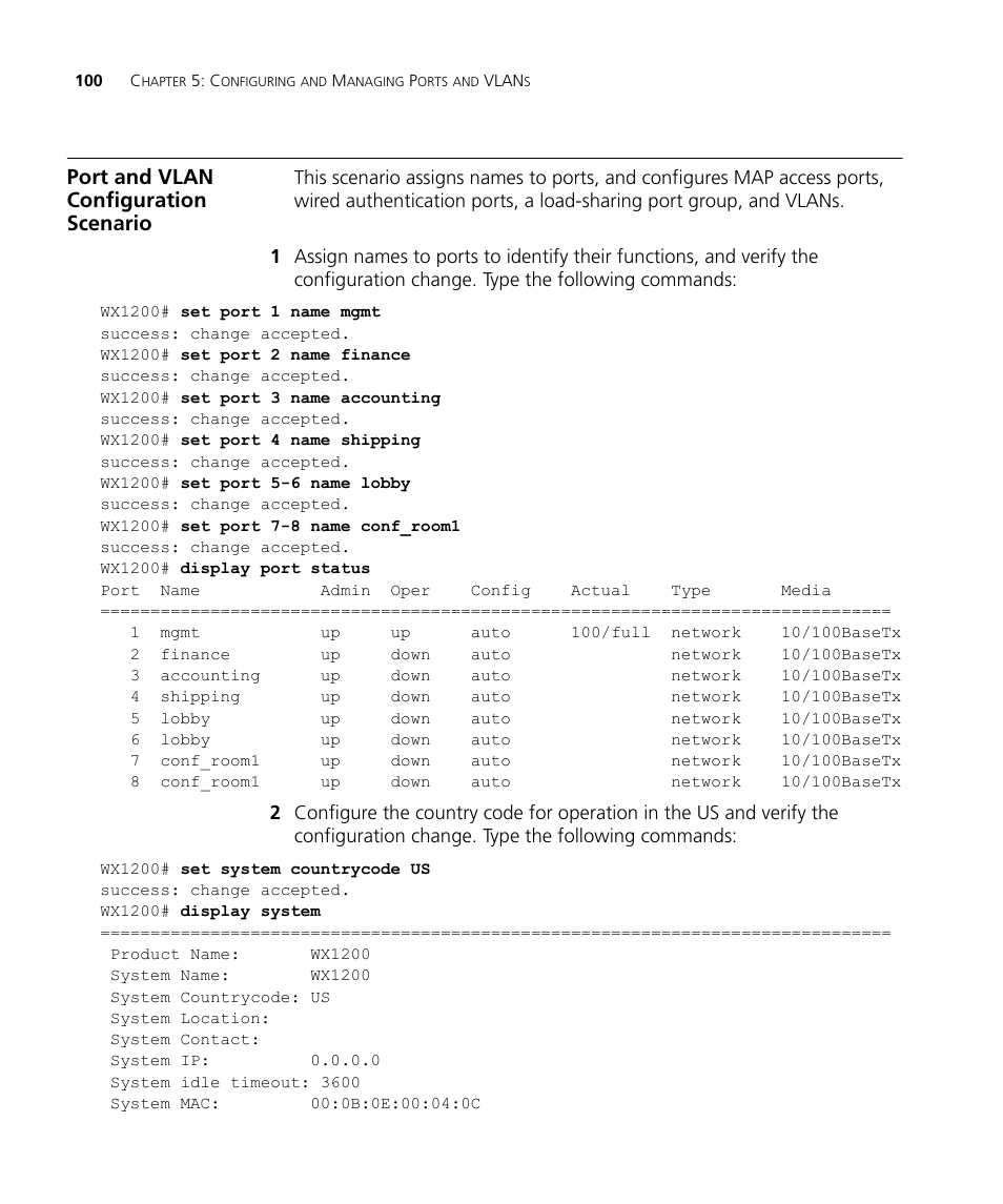 Port and vlan configuration scenario | 3Com WX4400 3CRWX440095A User Manual | Page 100 / 728