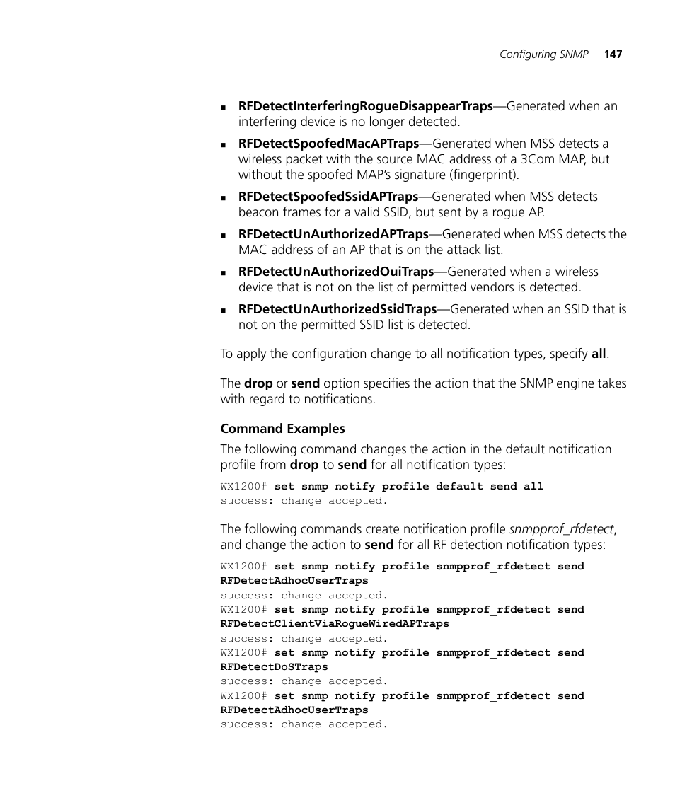 Command examples | 3Com WX4400 3CRWX440095A User Manual | Page 147 / 728