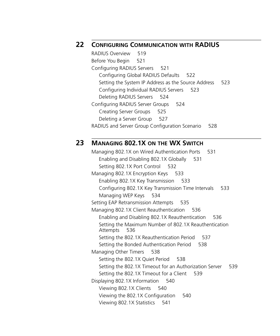 Radius, Wx s | 3Com WX4400 3CRWX440095A User Manual | Page 17 / 728