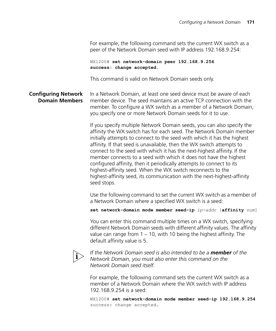 Configuring network domain members | 3Com WX4400 3CRWX440095A User Manual | Page 171 / 728