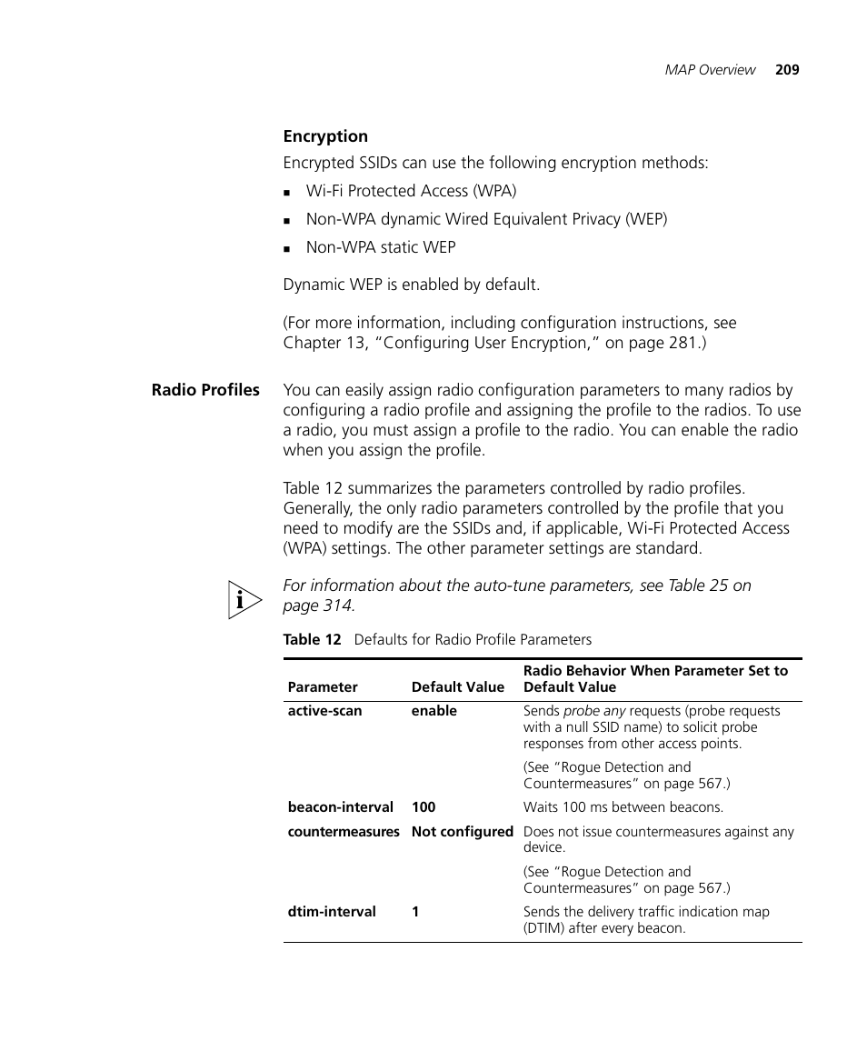 Encryption, Radio profiles | 3Com WX4400 3CRWX440095A User Manual | Page 209 / 728