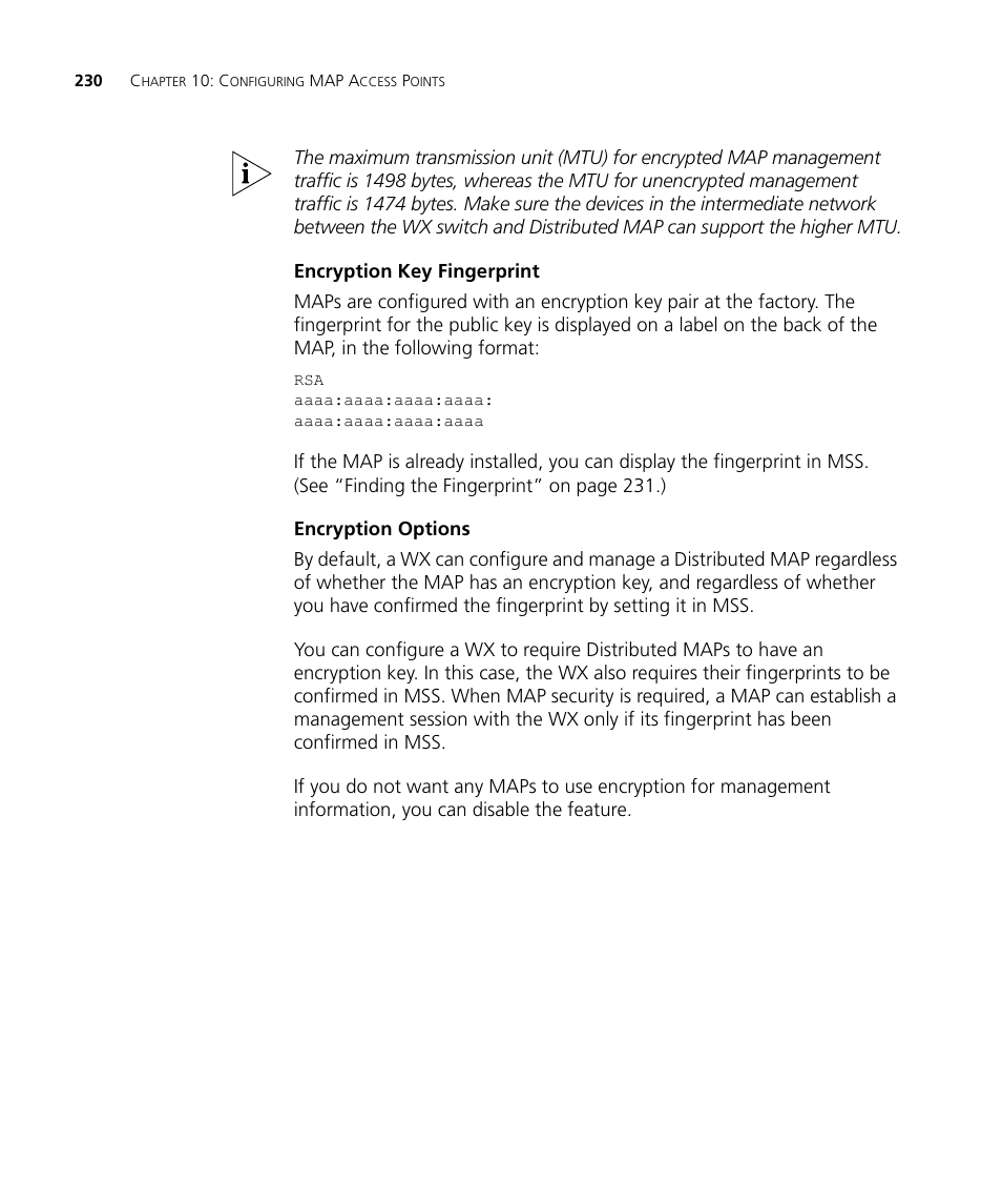 Encryption key fingerprint, Encryption options | 3Com WX4400 3CRWX440095A User Manual | Page 230 / 728