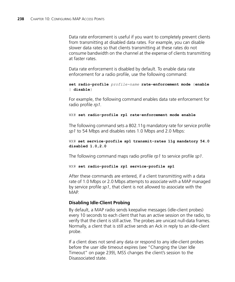 Disabling idle-client probing | 3Com WX4400 3CRWX440095A User Manual | Page 238 / 728