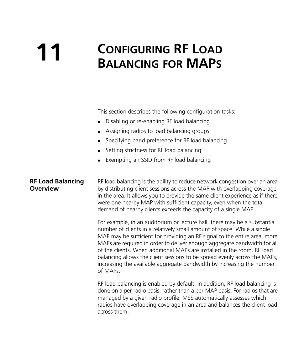 Configuring rf load balancing for maps, Rf load balancing overview, Onfiguring | Rf l, Alancing | 3Com WX4400 3CRWX440095A User Manual | Page 267 / 728