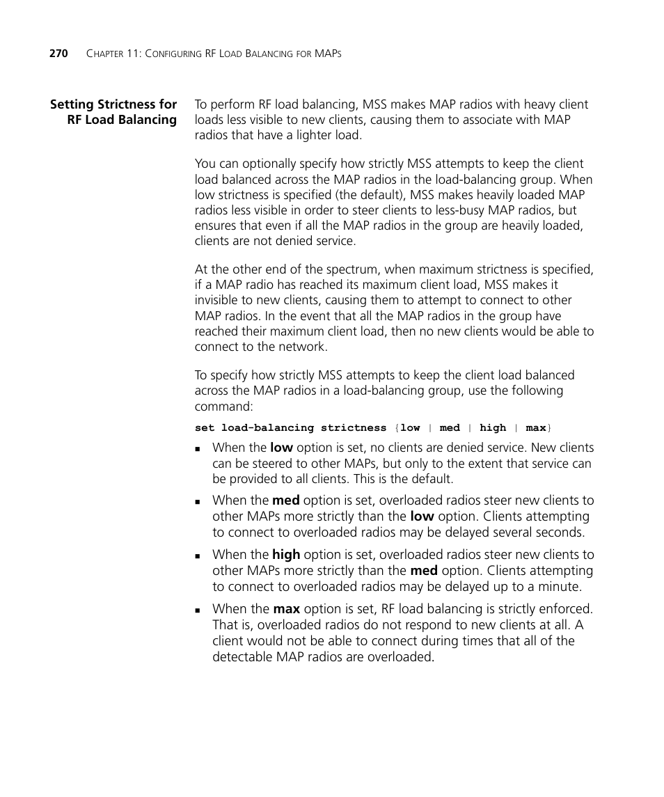 Setting strictness for rf load balancing | 3Com WX4400 3CRWX440095A User Manual | Page 270 / 728