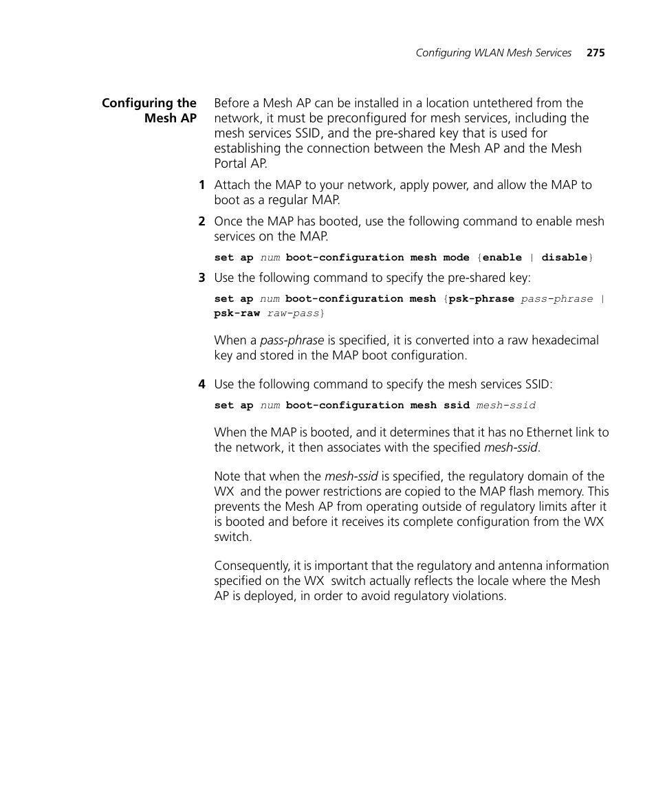 Configuring the mesh ap | 3Com WX4400 3CRWX440095A User Manual | Page 275 / 728