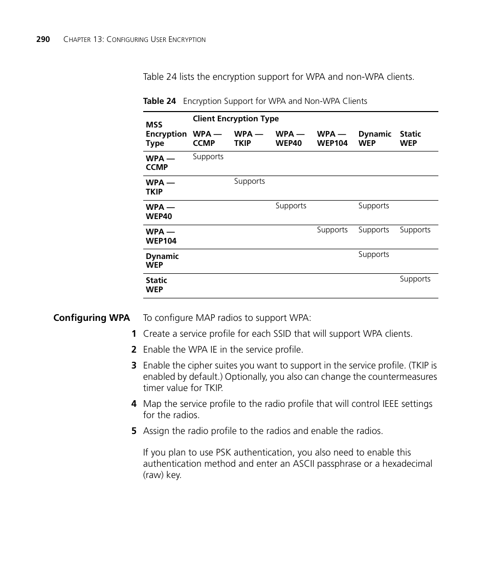 Configuring wpa | 3Com WX4400 3CRWX440095A User Manual | Page 290 / 728