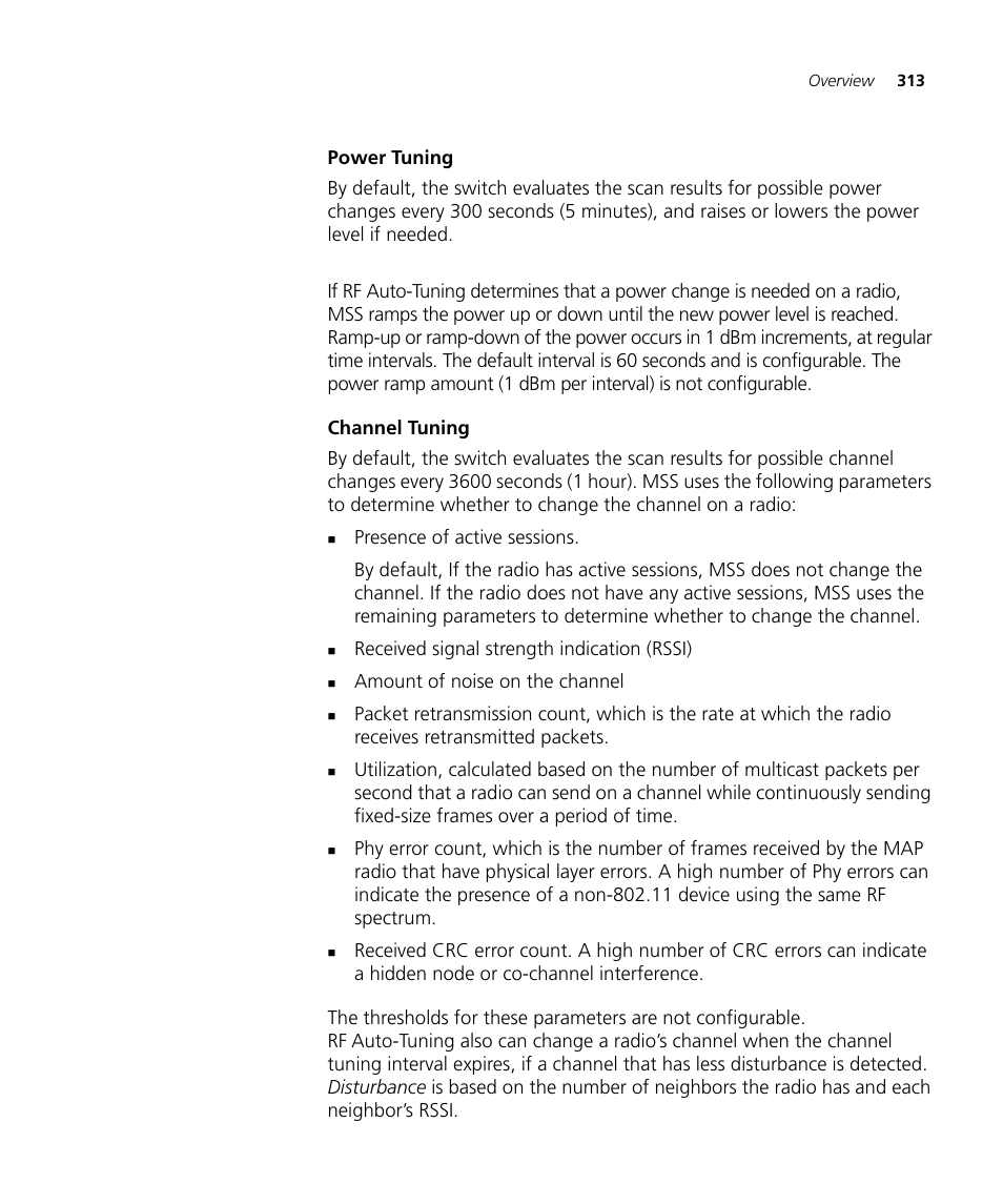 Power tuning, Channel tuning | 3Com WX4400 3CRWX440095A User Manual | Page 313 / 728