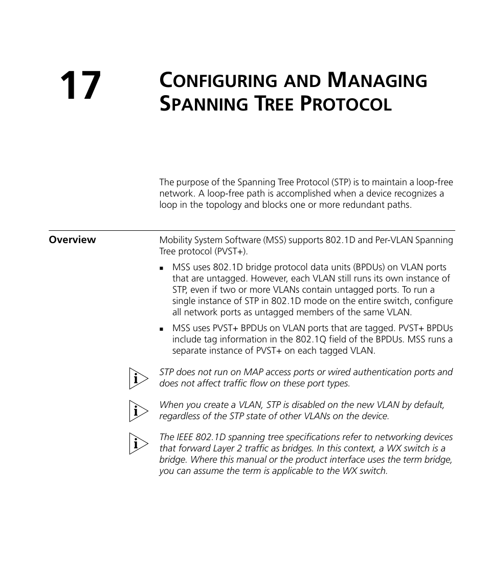 Configuring and managing spanning tree protocol, Overview, Onfiguring | Anaging, Panning, Rotocol | 3Com WX4400 3CRWX440095A User Manual | Page 351 / 728