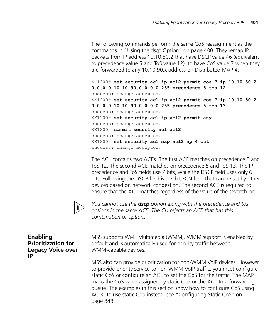 Enabling prioritization for legacy voice over ip | 3Com WX4400 3CRWX440095A User Manual | Page 401 / 728