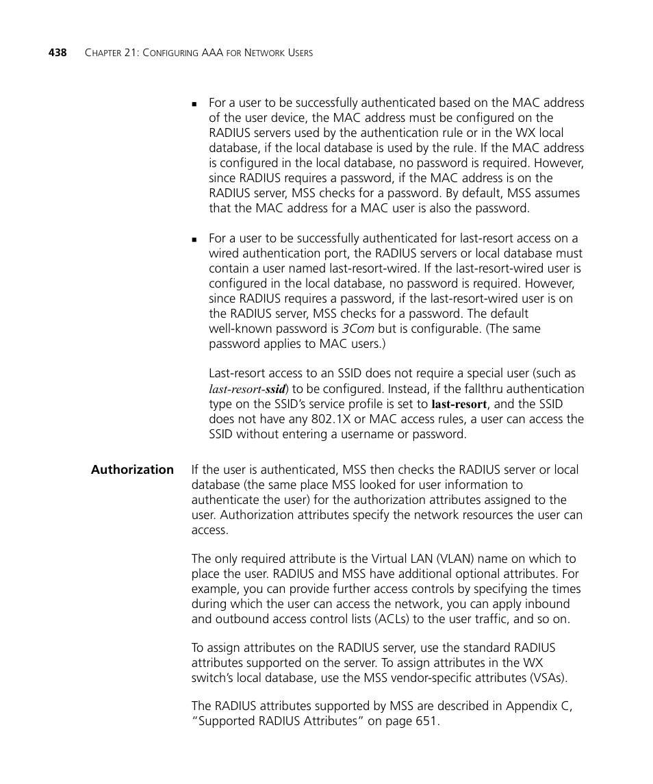 Authorization | 3Com WX4400 3CRWX440095A User Manual | Page 438 / 728