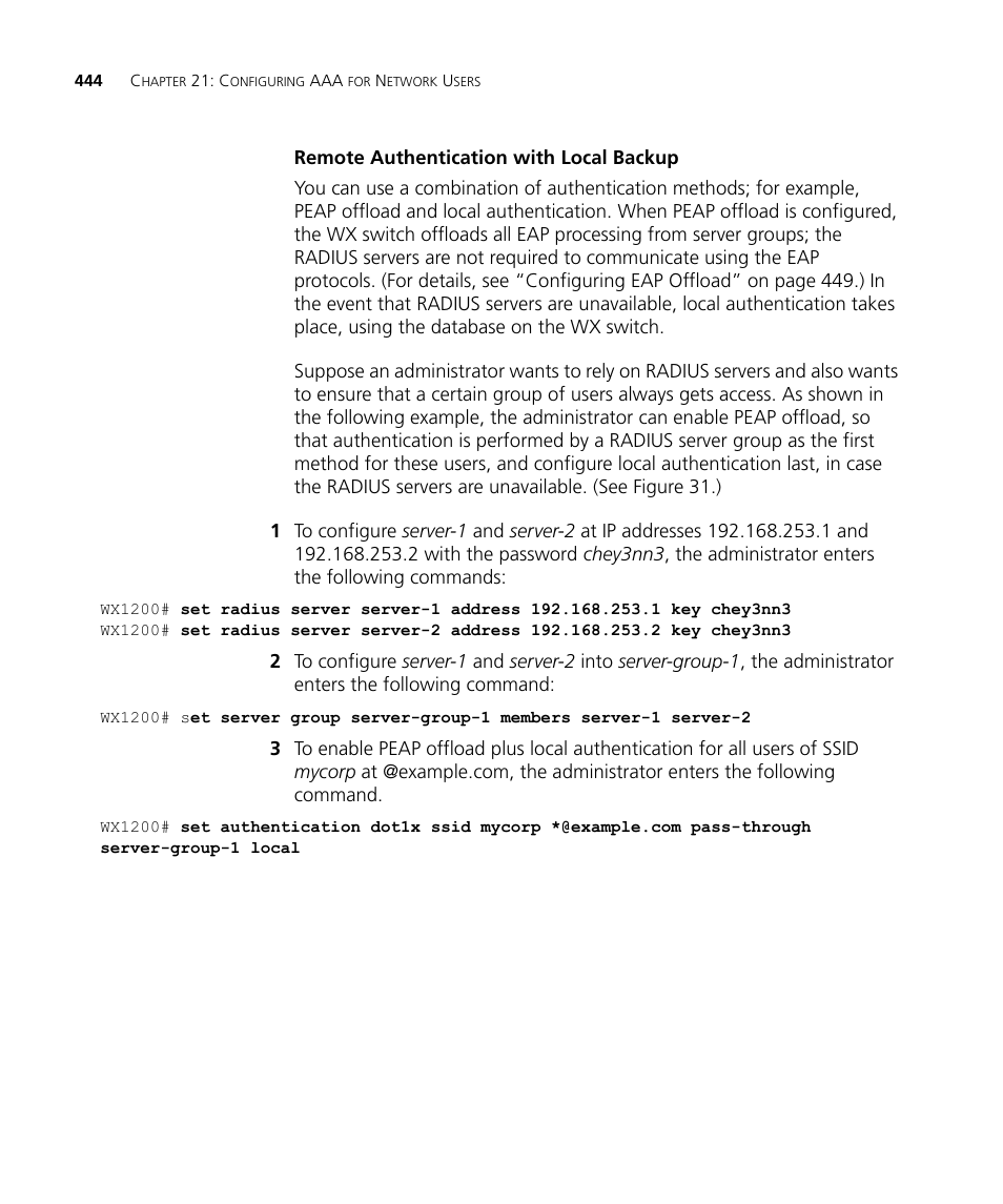Remote authentication with local backup | 3Com WX4400 3CRWX440095A User Manual | Page 444 / 728