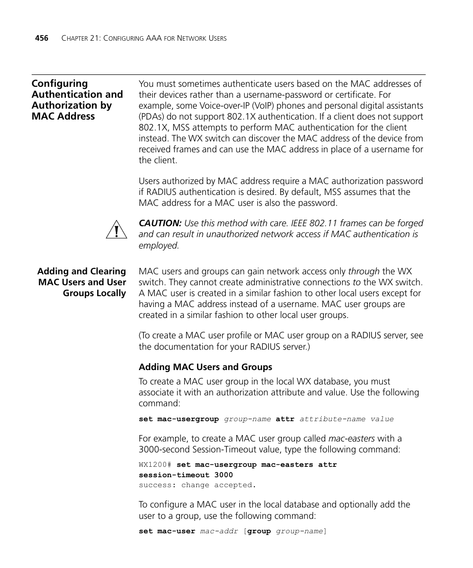 Adding mac users and groups | 3Com WX4400 3CRWX440095A User Manual | Page 456 / 728