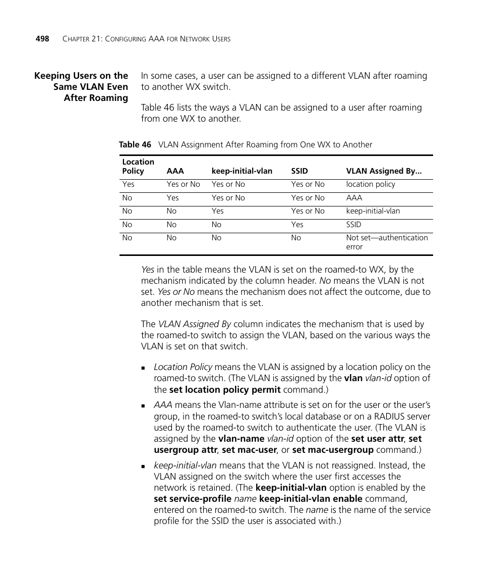 Keeping users on the same vlan even after roaming | 3Com WX4400 3CRWX440095A User Manual | Page 498 / 728