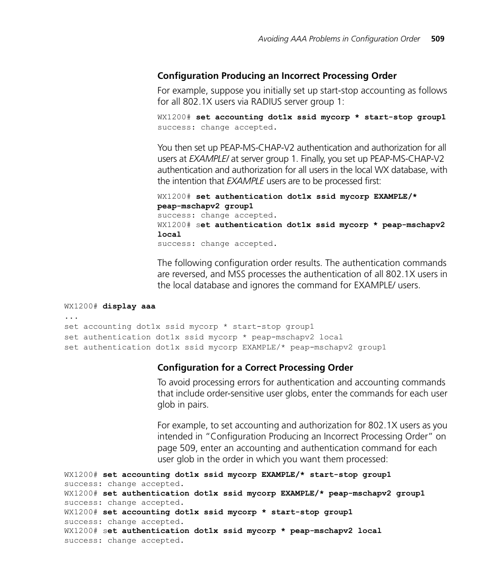 Configuration for a correct processing order | 3Com WX4400 3CRWX440095A User Manual | Page 509 / 728