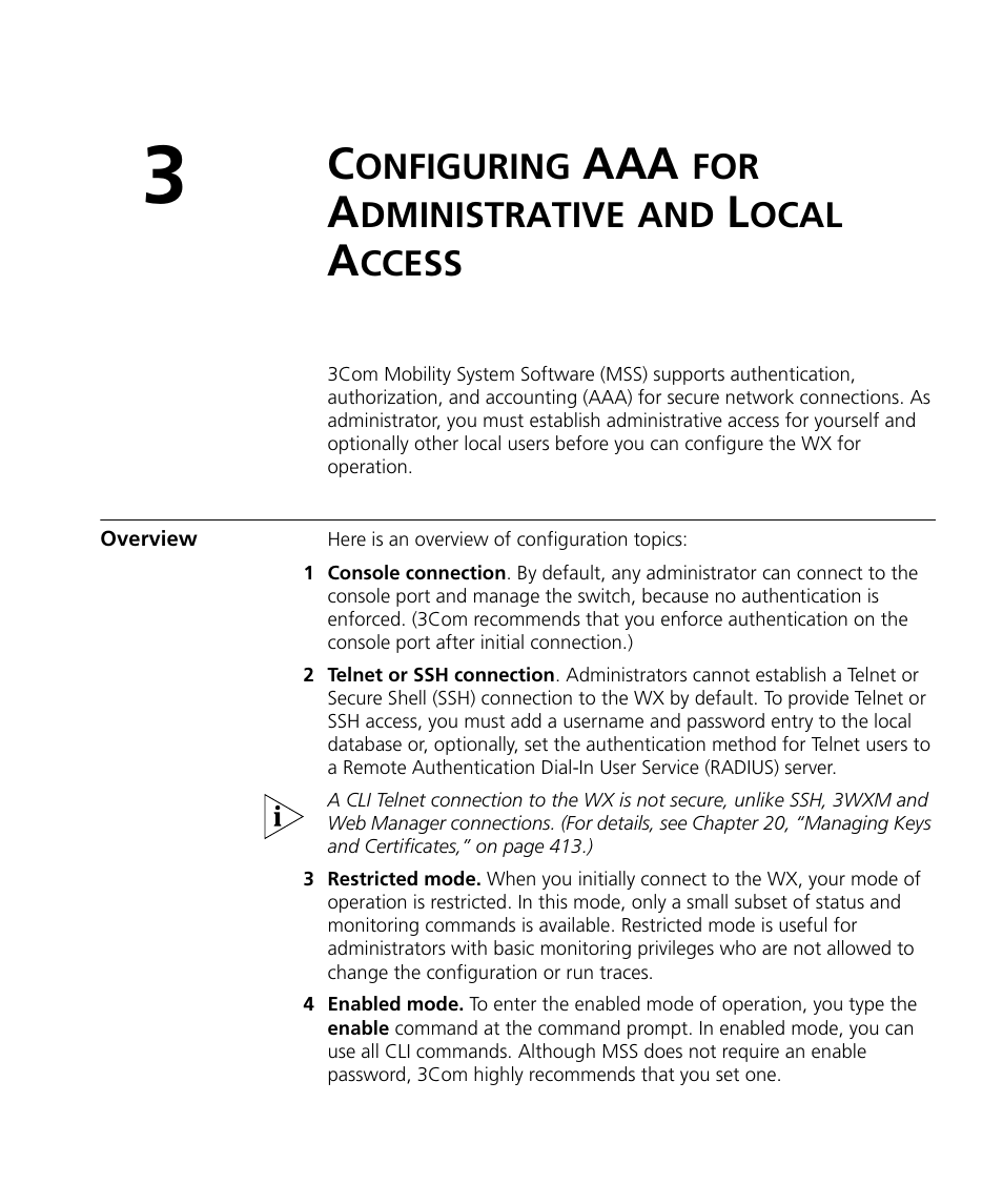 Overview, Onfiguring, Dministrative | Ocal, Ccess | 3Com WX4400 3CRWX440095A User Manual | Page 51 / 728