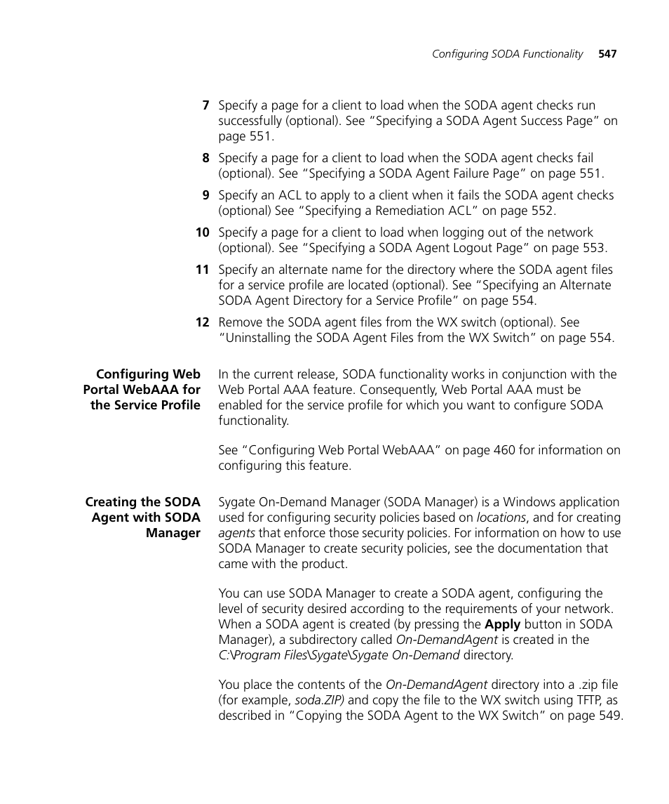 Creating the soda agent with soda manager, Configuring, E “creating the soda | 3Com WX4400 3CRWX440095A User Manual | Page 547 / 728