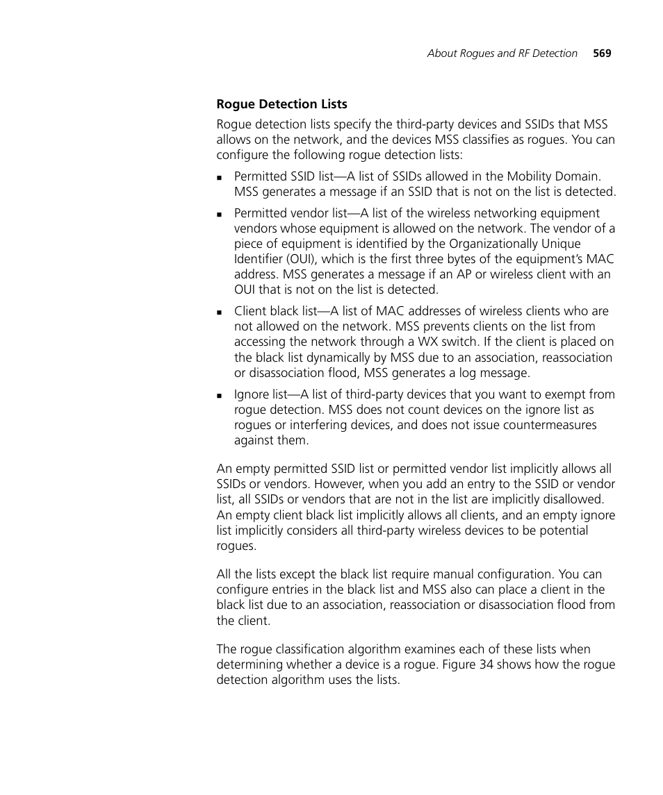 Rogue detection lists | 3Com WX4400 3CRWX440095A User Manual | Page 569 / 728