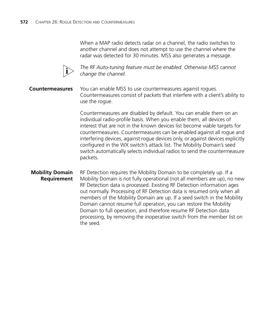 Countermeasures, Mobility domain requirement | 3Com WX4400 3CRWX440095A User Manual | Page 572 / 728