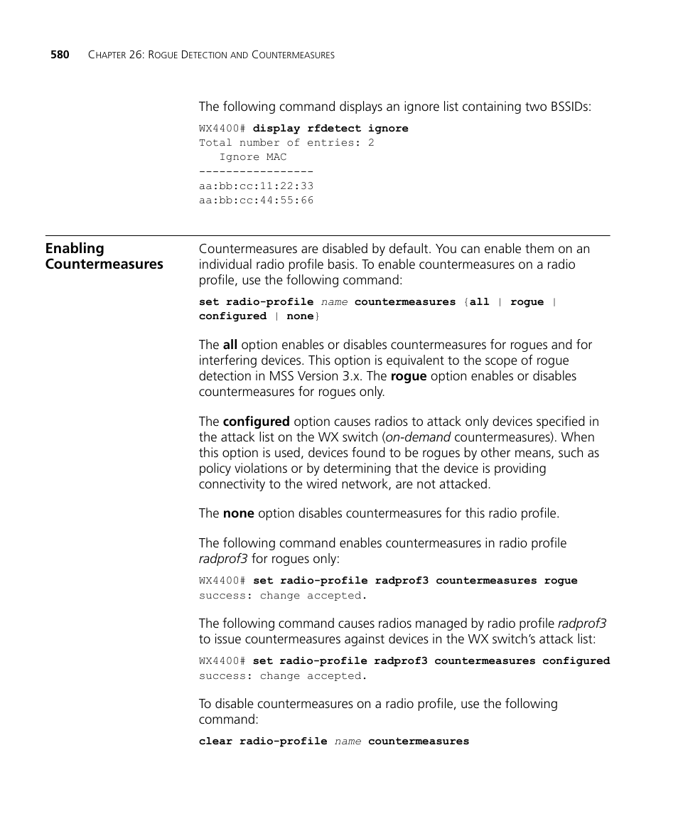 Enabling countermeasures | 3Com WX4400 3CRWX440095A User Manual | Page 580 / 728