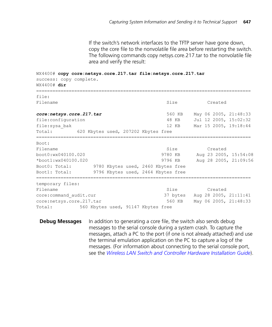 Debug messages | 3Com WX4400 3CRWX440095A User Manual | Page 647 / 728