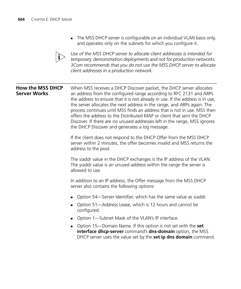 How the mss dhcp server works | 3Com WX4400 3CRWX440095A User Manual | Page 664 / 728