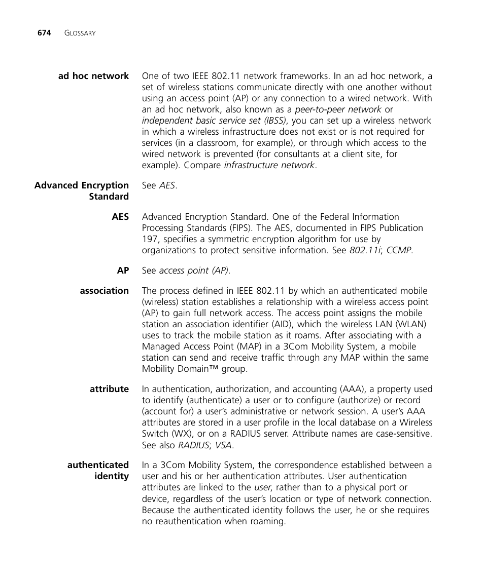 Ad hoc network | 3Com WX4400 3CRWX440095A User Manual | Page 674 / 728