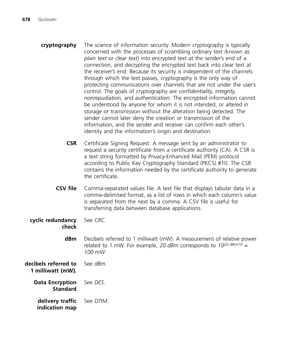 Csv file, Cryptography | 3Com WX4400 3CRWX440095A User Manual | Page 678 / 728