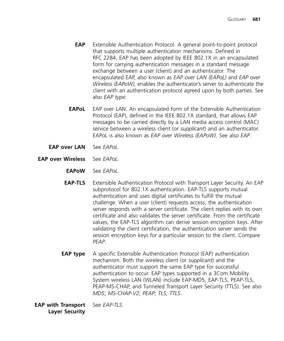 Eap-tls | 3Com WX4400 3CRWX440095A User Manual | Page 681 / 728