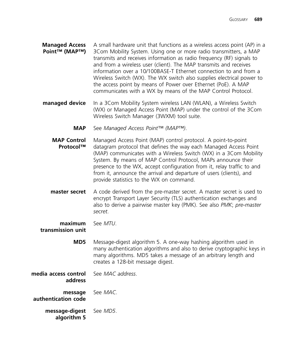 Managed access point™ (map™) | 3Com WX4400 3CRWX440095A User Manual | Page 689 / 728