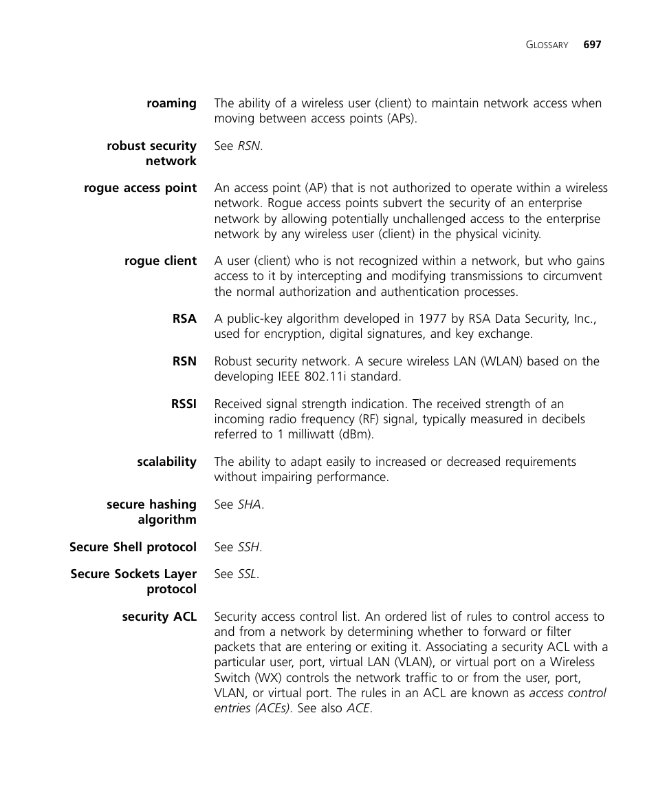 Security acl | 3Com WX4400 3CRWX440095A User Manual | Page 697 / 728