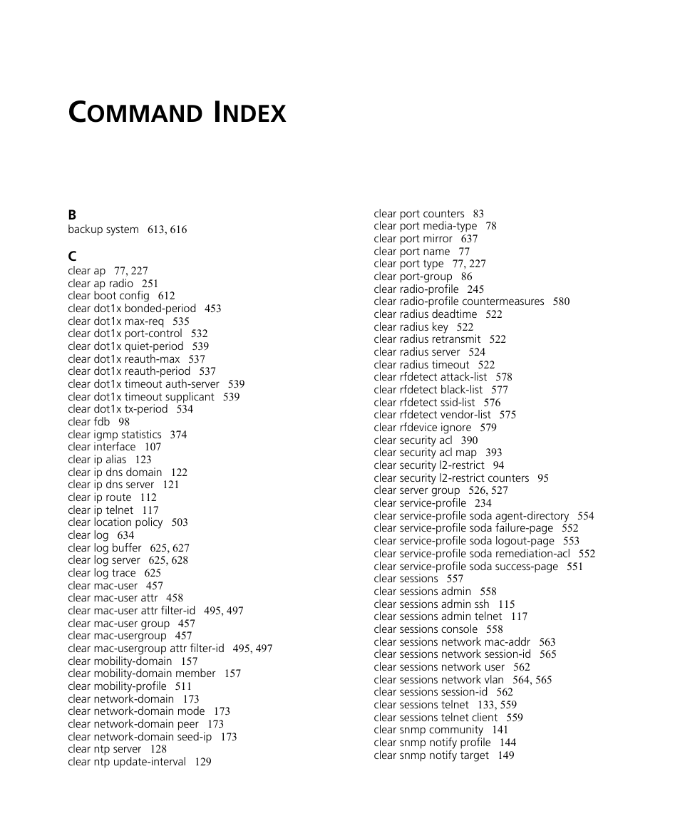 Command index, Ommand, Ndex | 3Com WX4400 3CRWX440095A User Manual | Page 723 / 728