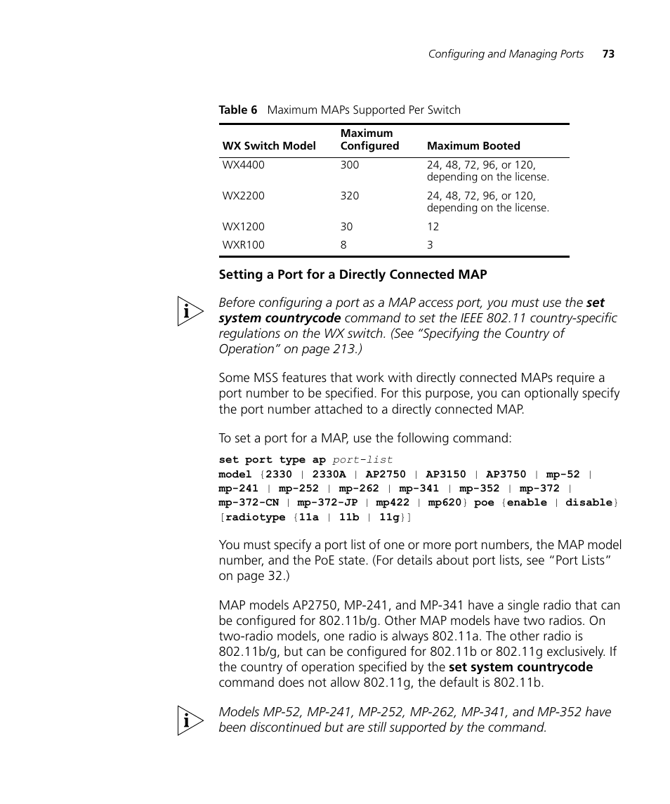 Setting a port for a directly connected map | 3Com WX4400 3CRWX440095A User Manual | Page 73 / 728