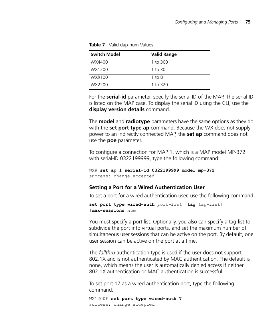 Setting a port for a wired authentication user | 3Com WX4400 3CRWX440095A User Manual | Page 75 / 728