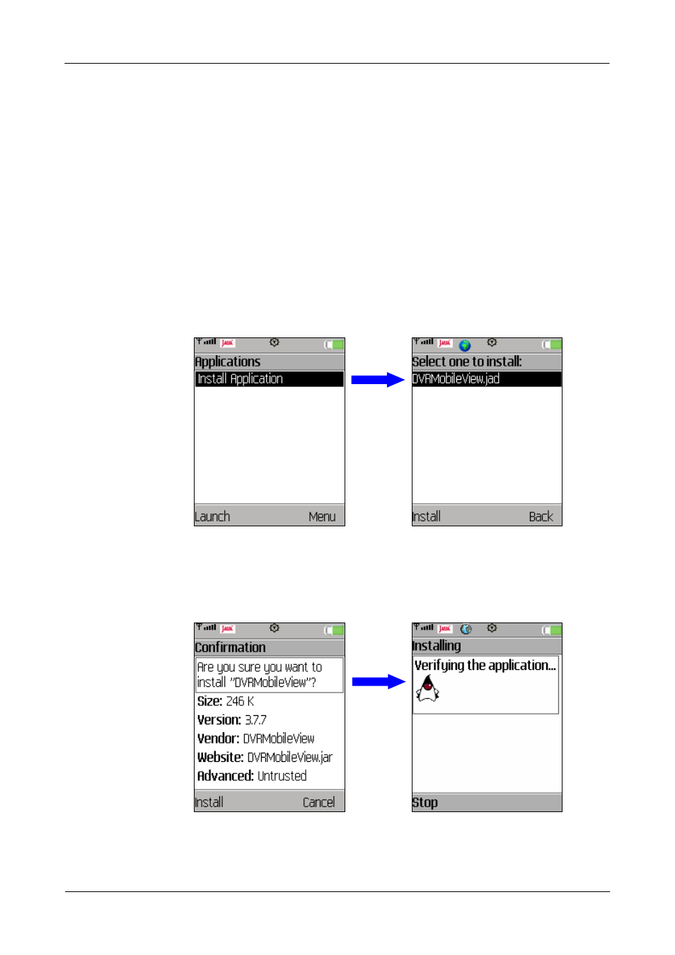 Install the mobile view software, 1 installation on a java mobile device | Mobile View Software 3.7.7 User Manual | Page 4 / 29