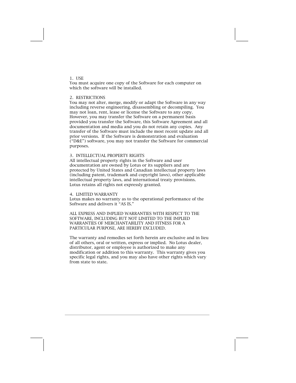 Lotus software license agreement | 3Com PalmPilot Professional Handbook User Manual | Page 70 / 75