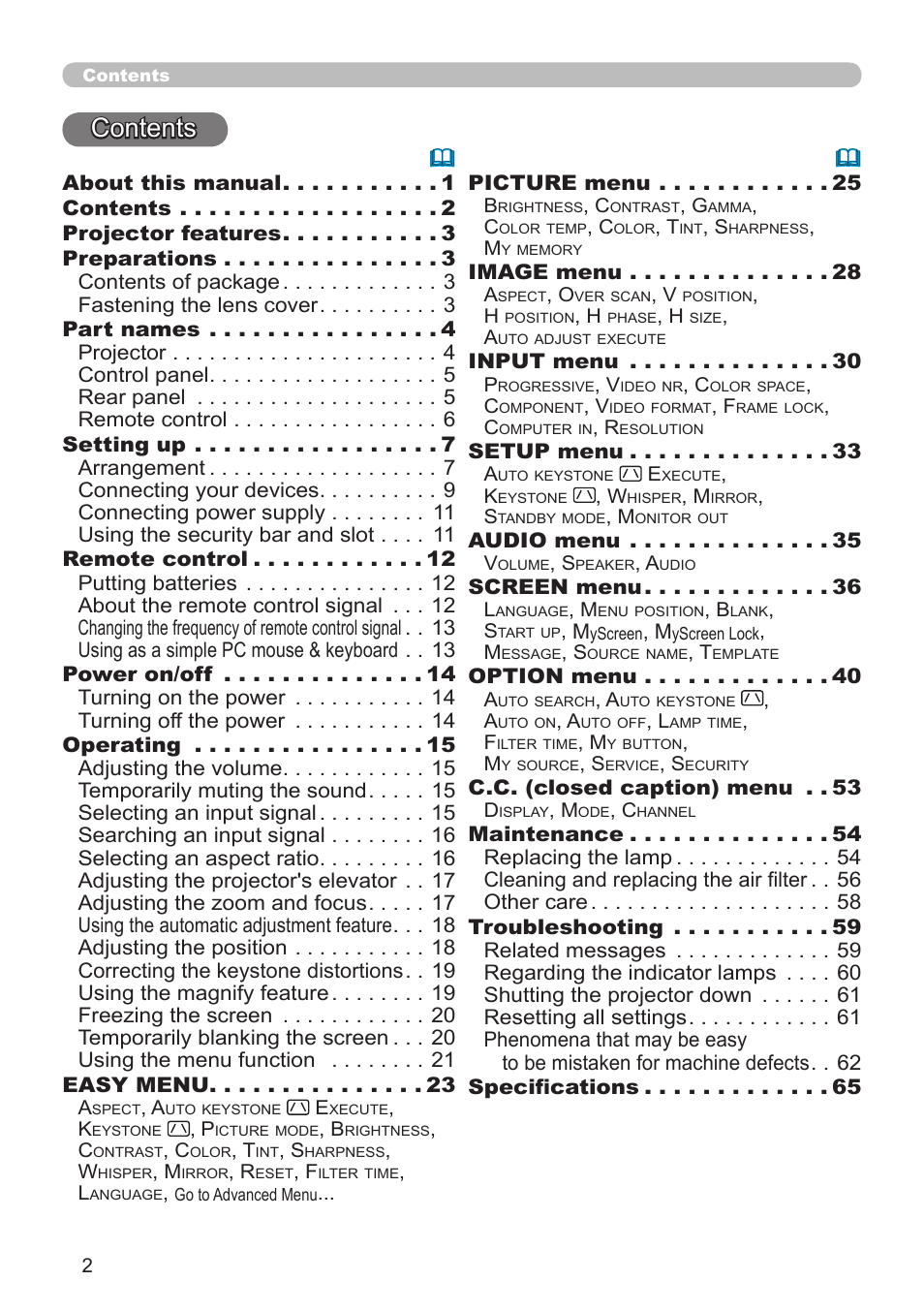 Dukane Projector 8912H User Manual | Page 2 / 66