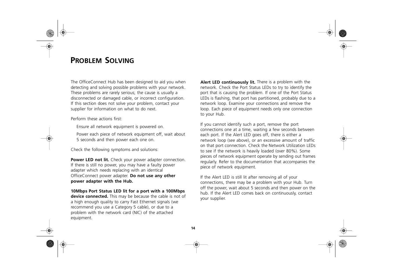 Problem solving, Problem solving 14, Roblem | Olving | 3Com 3C16751A User Manual | Page 14 / 32
