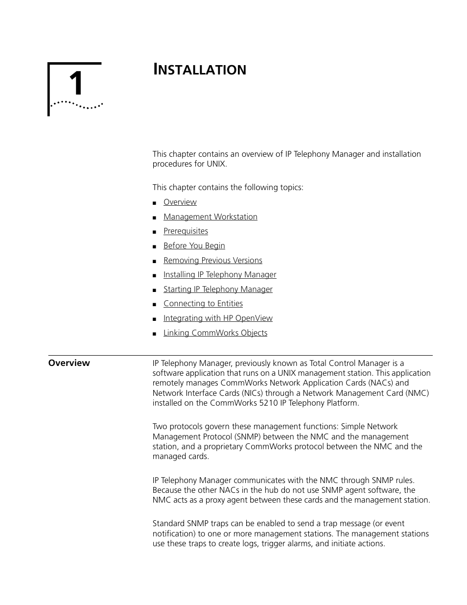 Installation, Overview, Nstallation | 3Com CommWorks 5210 User Manual | Page 17 / 144