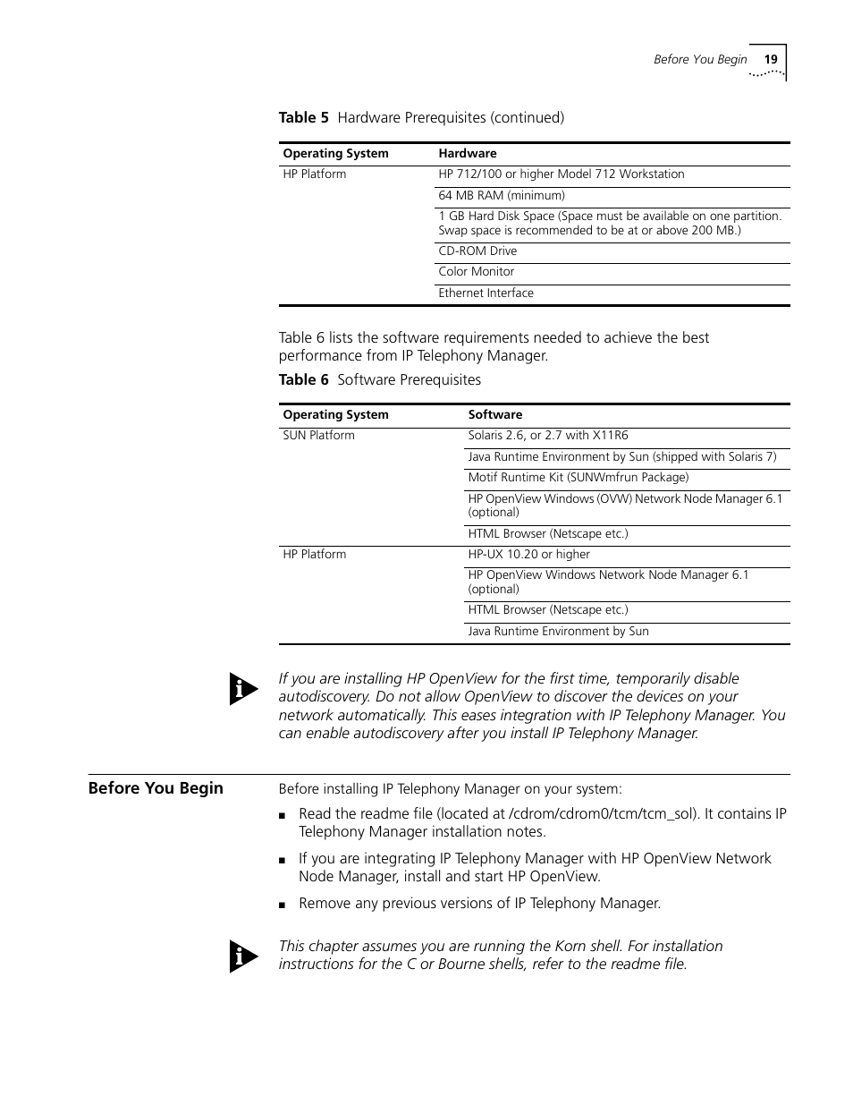 Before you begin, Table 6 software prerequisites | 3Com CommWorks 5210 User Manual | Page 19 / 144