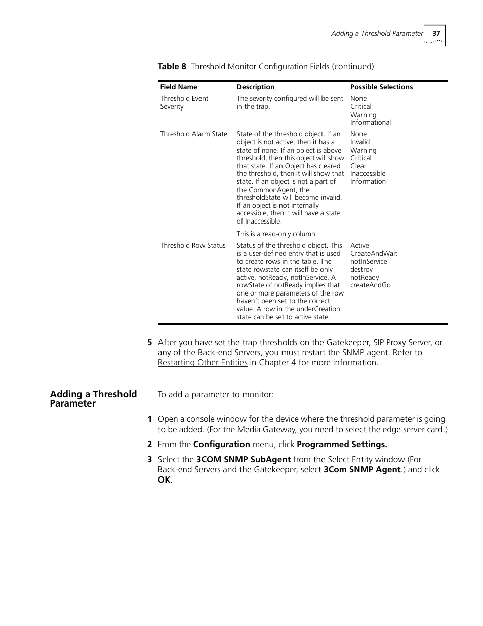 Adding a threshold parameter | 3Com CommWorks 5210 User Manual | Page 37 / 144